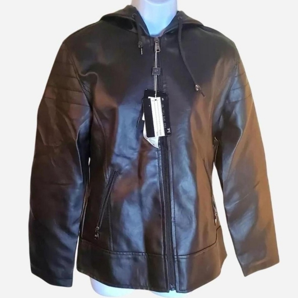 Women's Biker Leather Jacket Medium Black New with tags! Made in Italy